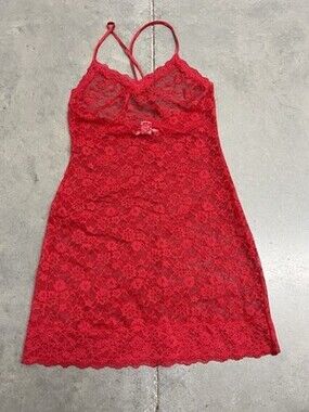 Victoria’s Secret Red Lace Slip Dress Nightgown Size Small Bodycon y2k